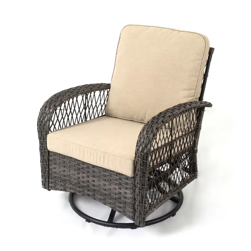 Wholesale High Quality Outdoor Furniture Modern Design Eco Friendly Dinning Rattan Swivel Garden Sofa Chair and Table Set