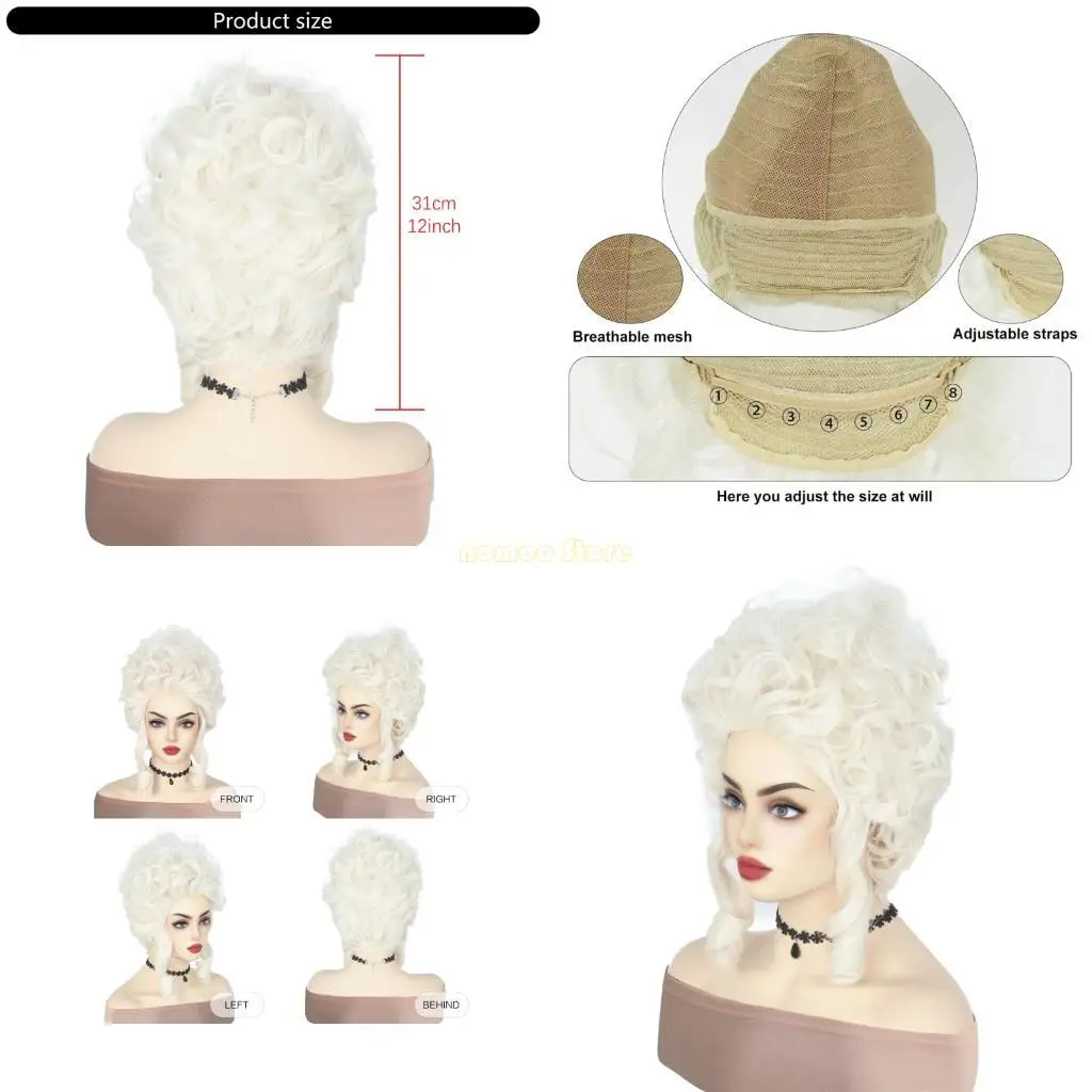 

31BF Платиновая блондинка BEEHIVEVIVE CORT Curly Blonde Beehived Teatpreataint Synthetic Coste Cosplay Cospeum