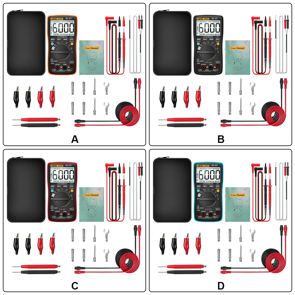 

ANENG-AN9002 Multimeter LCD Digital Display Backlight Tester Resistance Capacitance Detector Electrical Meter Red