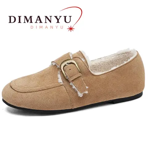 Women's Shoes DIMANYU Women's Loafers Winter 2026 New Plush Slip-On Women Flat Ballet Big Size Retro Casual Shoes Women