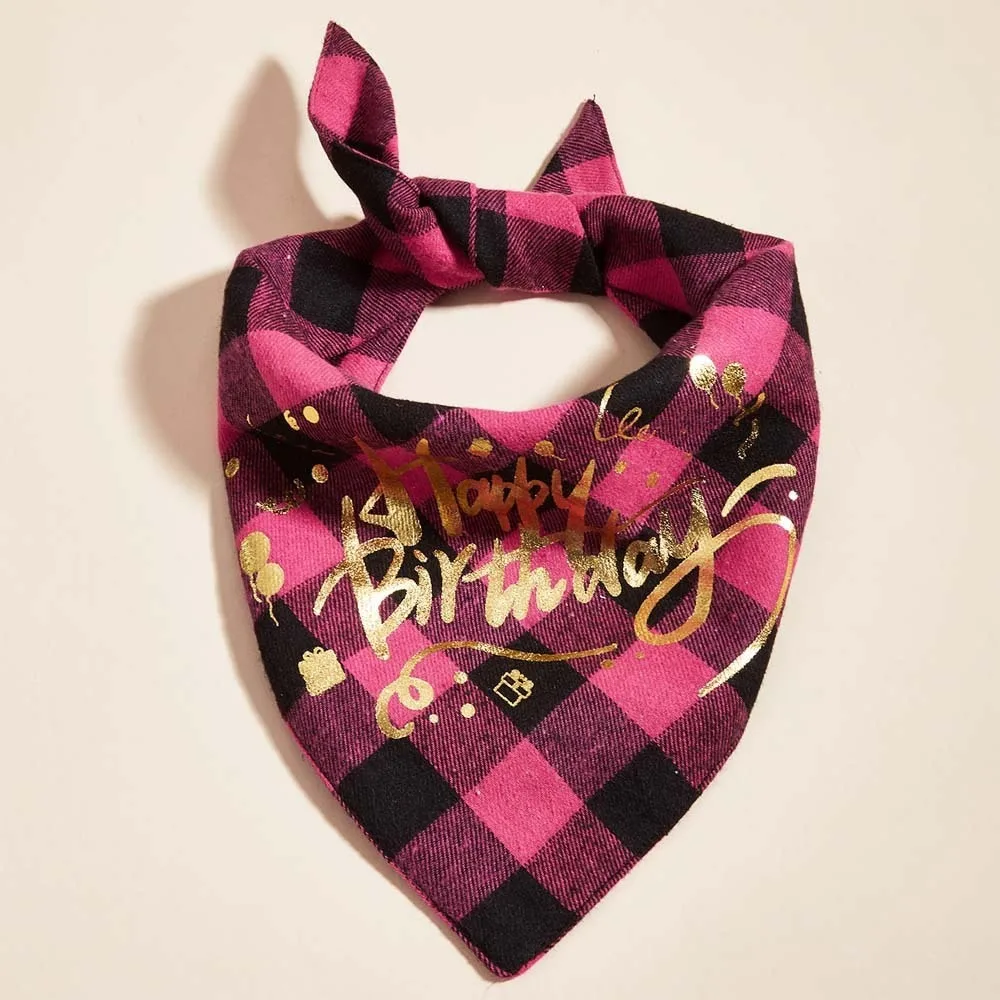 

Pet Product Adjustable Pet Triangular Neckerchief Plaid Decoration Dog Bandanas Personalized Cloth Pet Scarf Dogs Birthday