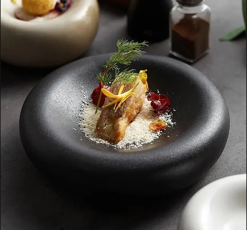 

Western Steak Plate Round Solid Color Ceramic Tableware Restaurant Gourmet Decoration Home Breakfast Salad Dessert