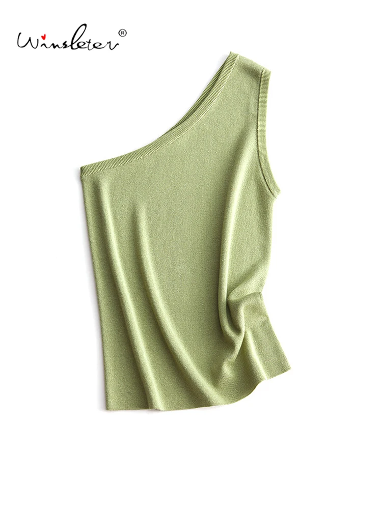 

Winsleter, 5%Natural Silk 10%Wool Elegant Vest, Woman Sleeveless Solid, Versatile OL Slim Knit Tops, 2024 Summer Autumn T46017QC