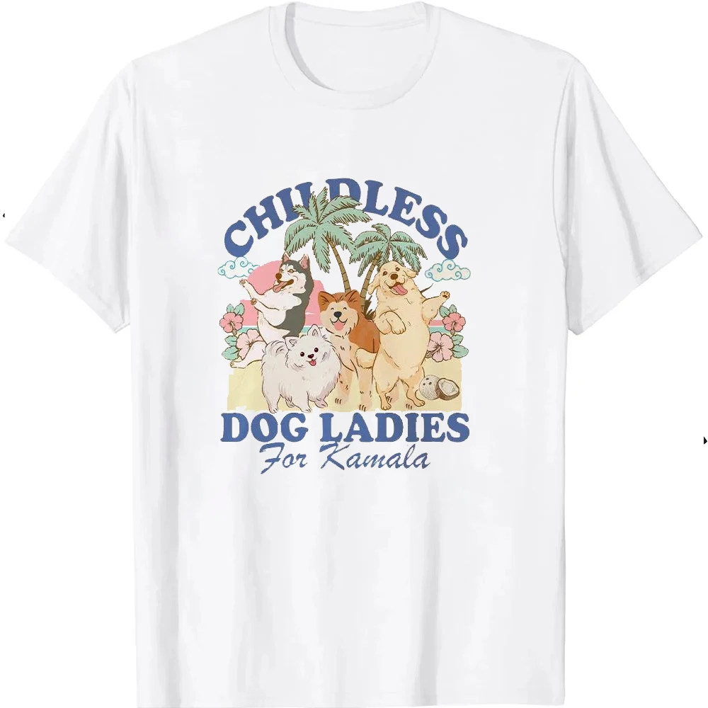 Childless Dog Ladies for  Kamala Harris Shirt  Kamala Coconut Harris 2024  Social Democrat Man and Woman Fan Gift Cotton