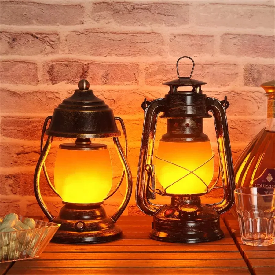 

Creative Flickering Flame Bar Table Lamp Rechargeable Restaurant Cafe Table Light Bedside kerosene Table Night Light