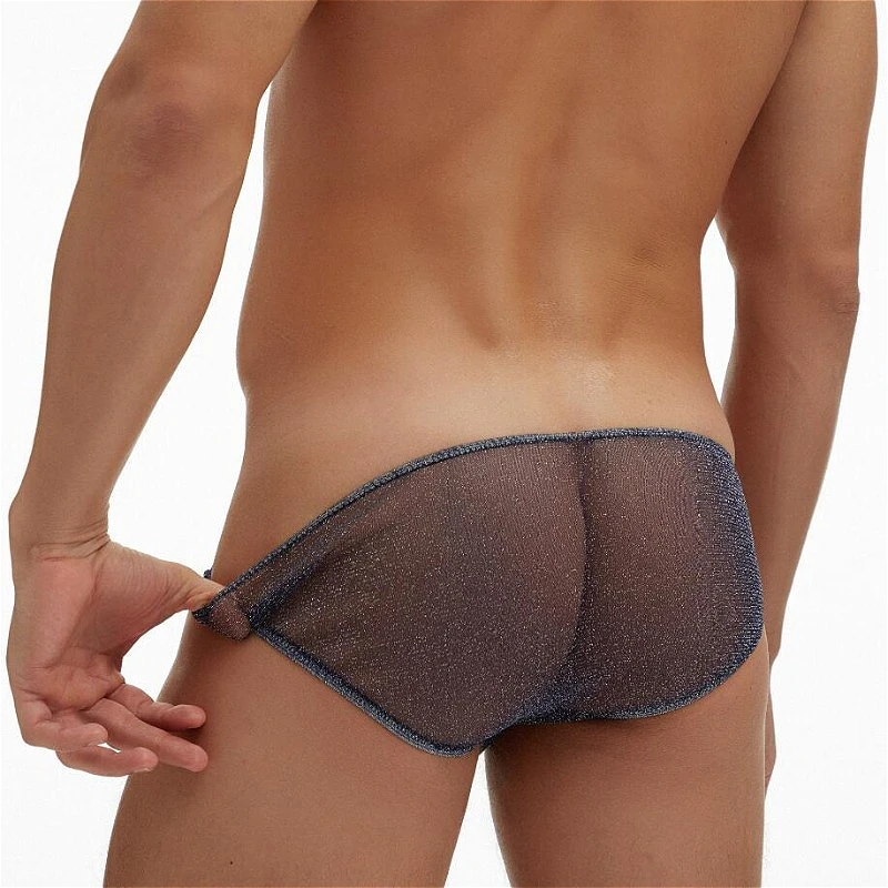

Men's Sexy Briefs Man Underwear Brightly Mesh Shiny See-Through Convex Pouch Underpants Low Waist Panties Male Erotic Lingerie