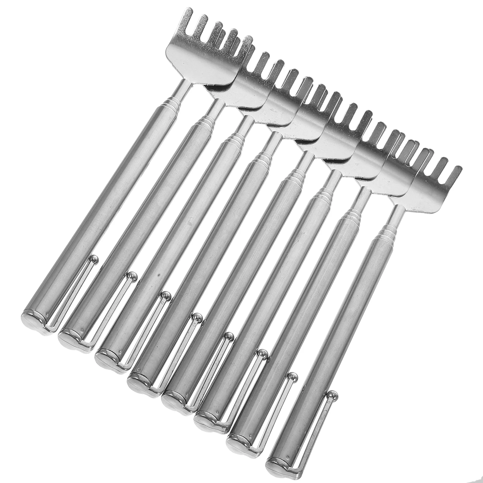 8 Pcs Scratcher Massager Tool Itching Back for Men Extendable Body Silver Telescoping Retractable Travel