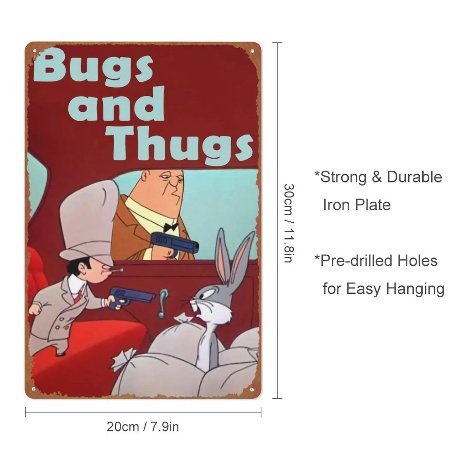 Bugs and Thugs Movie Poster Vintage Look Tin Metal Sign Wall Decoration 8x12 Inches