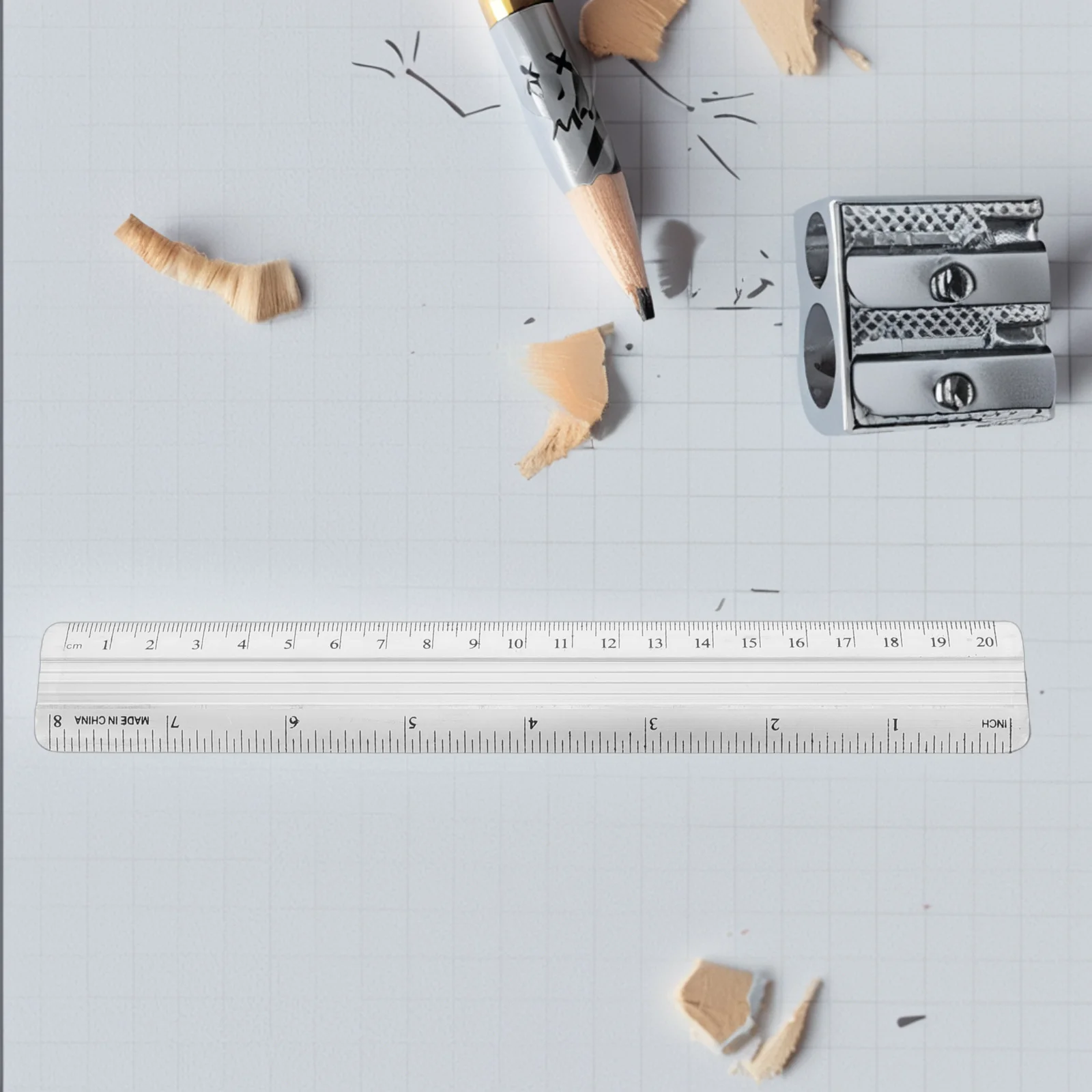 

6pcs Aluminum Ruler Set 30Cm Metal Measuring Straight Edge Dual Scale Metric For Drafting Drawing Architecture