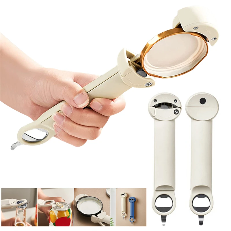 Multi-Function Stainless Steel Labor-Saving Bottle Opener Kitchen Tools Retractable Glass Jars Beer Cap Opener Magnetic Suction