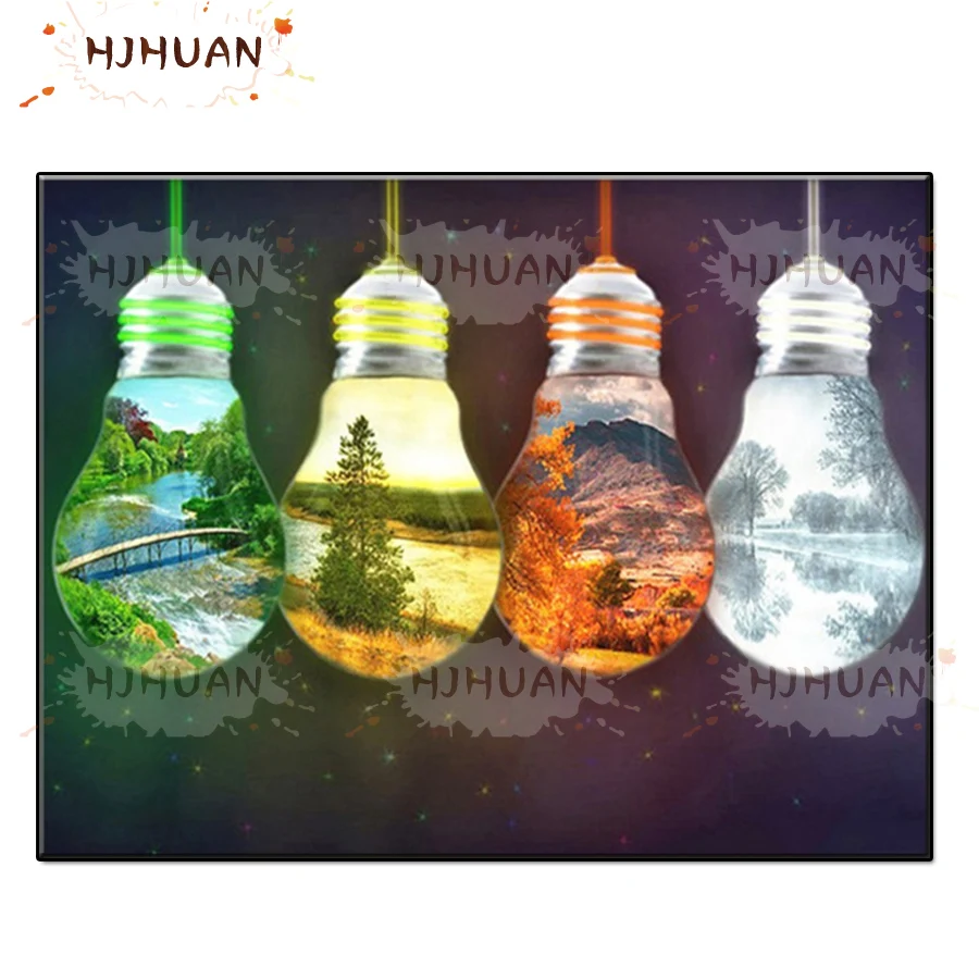 Creative light bulb art Full Square Diamond 5D DIY Diamond Painting 3D Embroidery Cross Stitch Rhinestone Painting home Decor