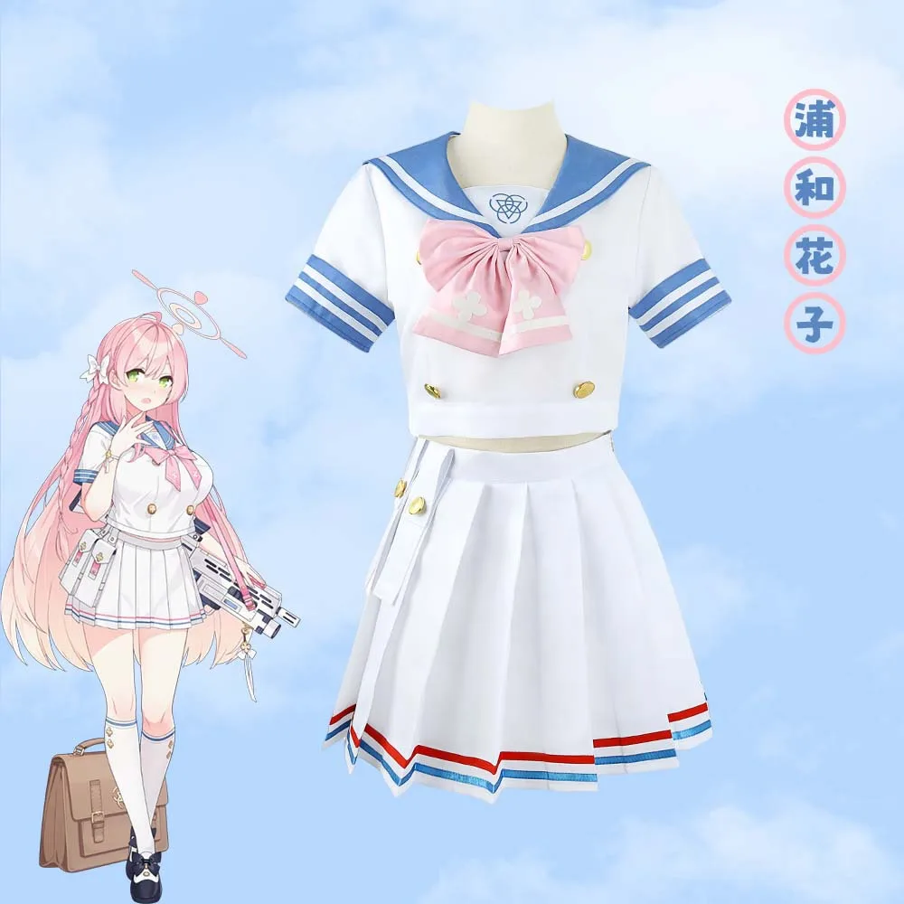 

Костюм для косплея Урава Ханако из аниме «синий архив», женский костюм Урава Ханако, Матросская плиссированная юбка JK, униформа на Хэллоуин, Женский карнавальный костюм