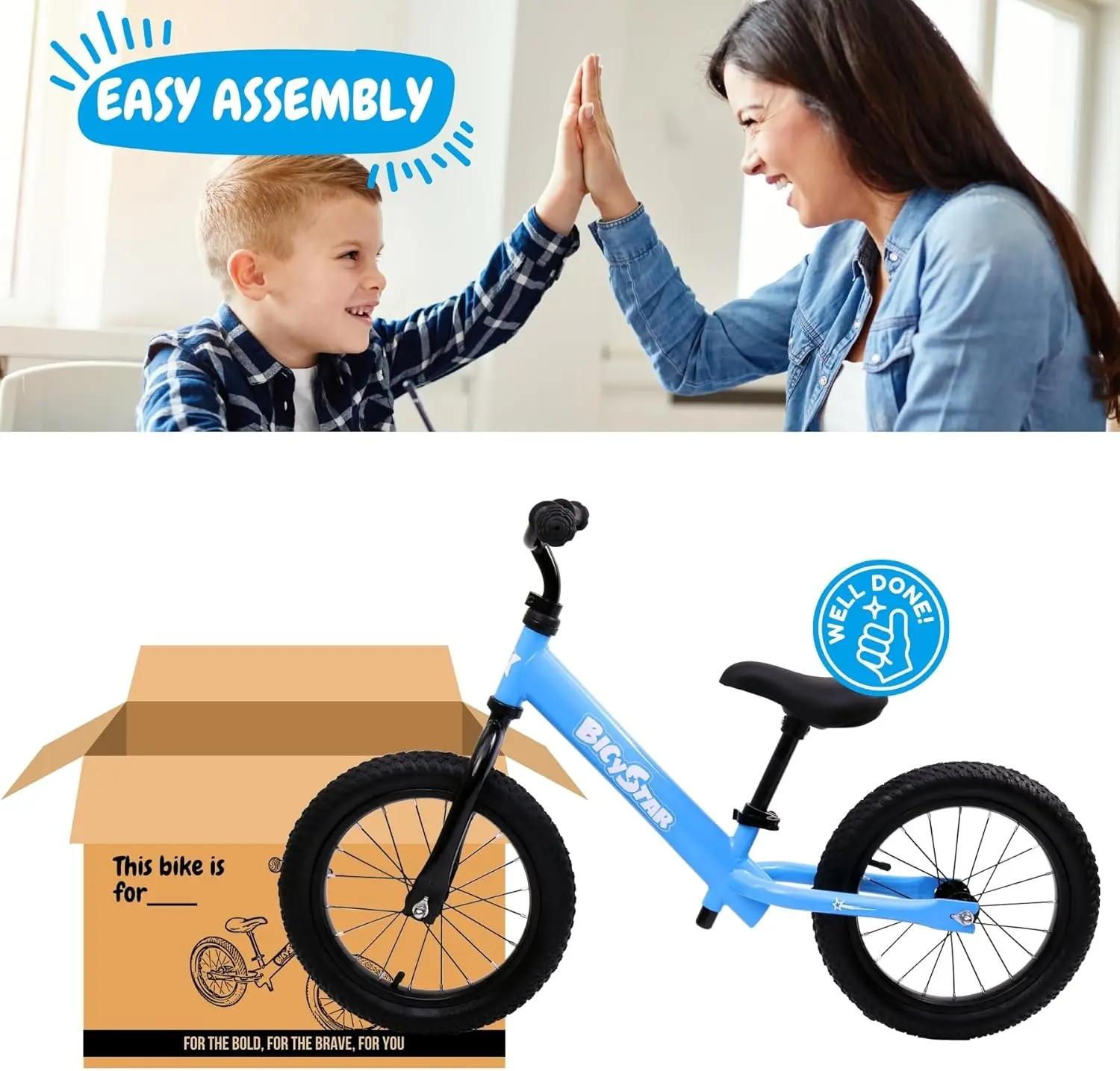 Bici senza pedali da 14 pollici per bambini di 3-7 anni, bici per bambini senza pedali, pneumatici in gomma pneumatica, altezza regolabile, bicicletta per bambini Pedalless