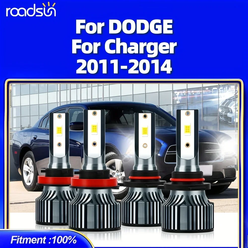 Яркий светодиод Roadsun подходит для DODGE для зарядного устройства (2011-2014) Лампы 9005/HB3 H11 Hi/Lo Beam 6000K Белый 23000LM 150W Plug-N-Play