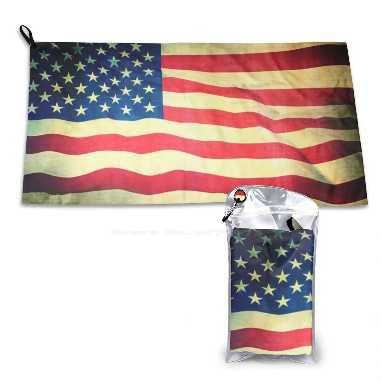 Grand Old Flag Soft Microfiber Fabric Face Towel American Flag Usa United States Real Floating Waving Wind White Red National