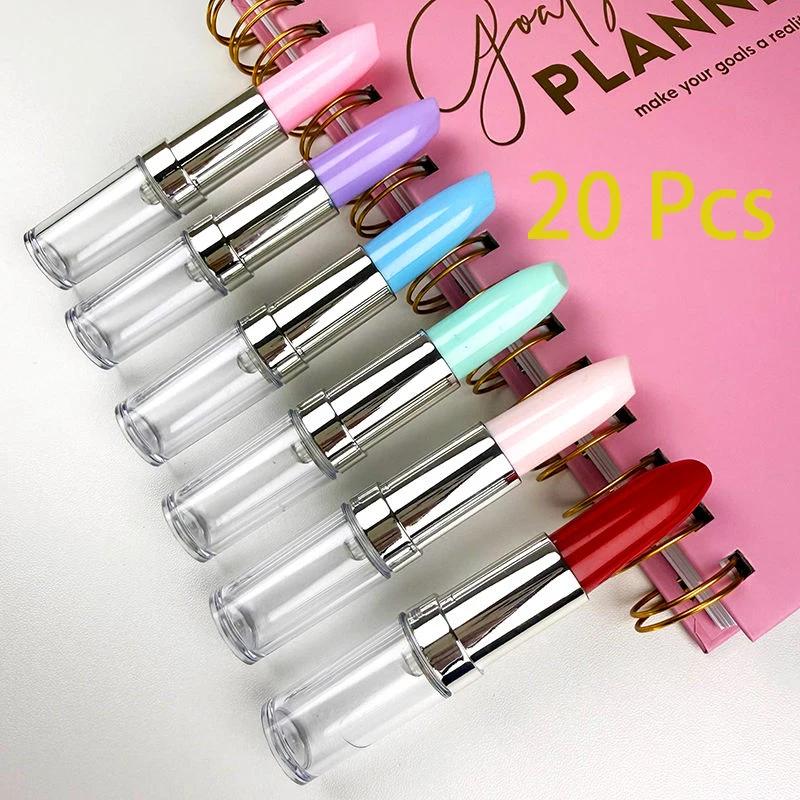 

20 Pcs Novelty Lipstick Shape Ball Pen With Empty Barrel for Girls