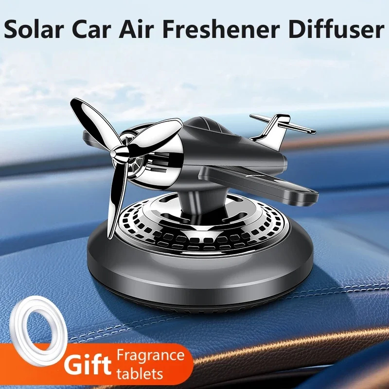 Car Air Freshener Solar Fighter Interior Accessories Decoration Propeller Rotating Auto Flavoring Perfume Diffuser Supplies