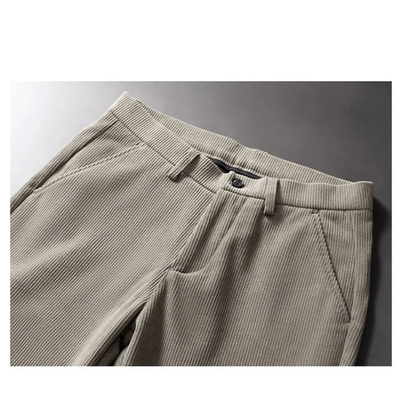 LIBIELIY 2025 Men Thermal Winter Snow Warm Plush Pants Men Business Loose Straight Corduroy Casual Pants Men Fleece Thick Long T