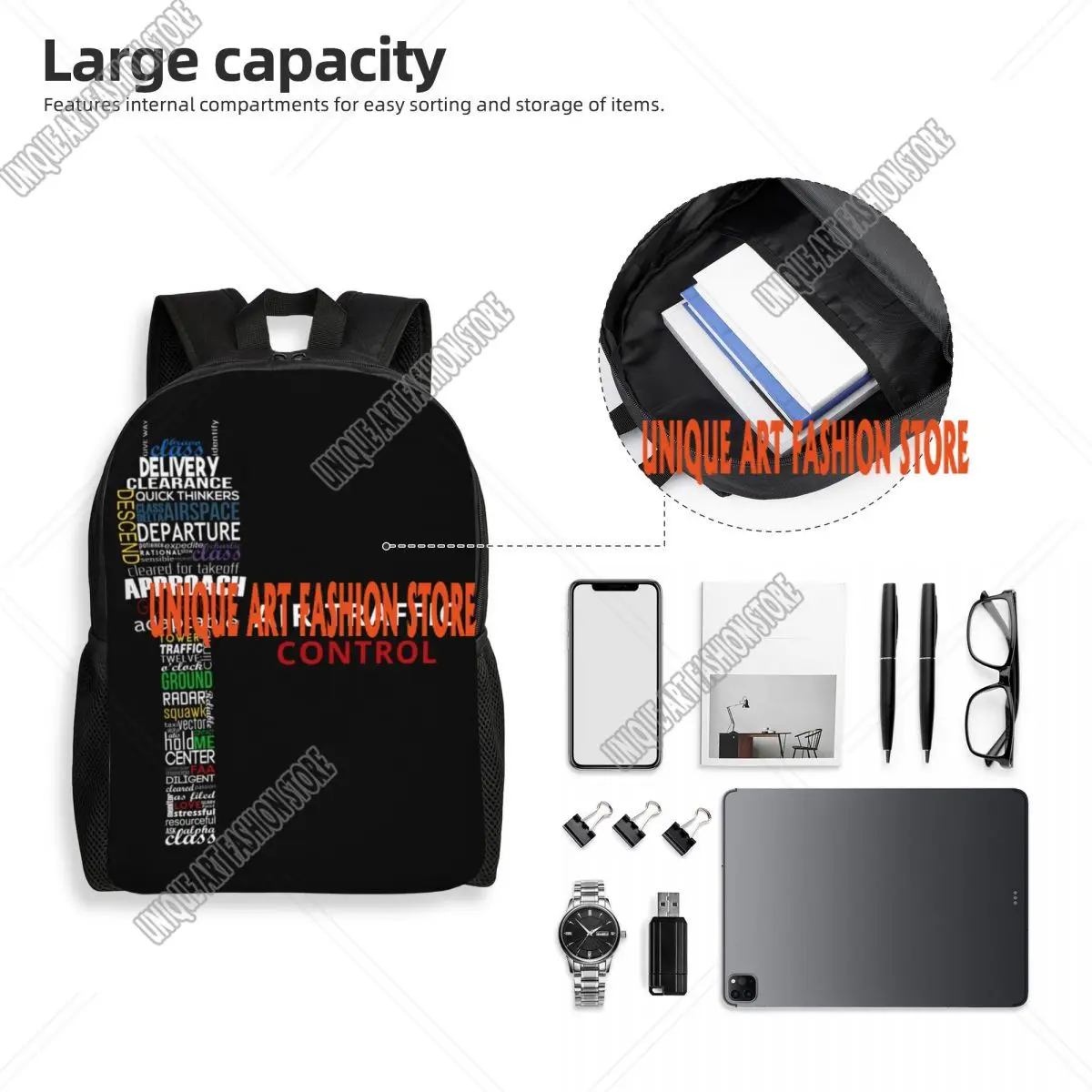 Personalized Air Traffic Controller Backpacks Women Men Basic Bookbag for School College Pilot Air Fighter Bags