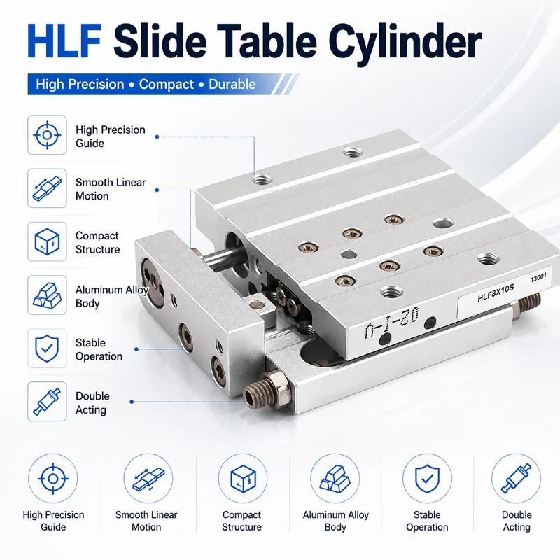 Ultra thin magnetic precision sliding table cylinder integrated HLF Series HLF8/12/16/20×10 20 30 40 50 100S HLF12X10S HLF20X50S