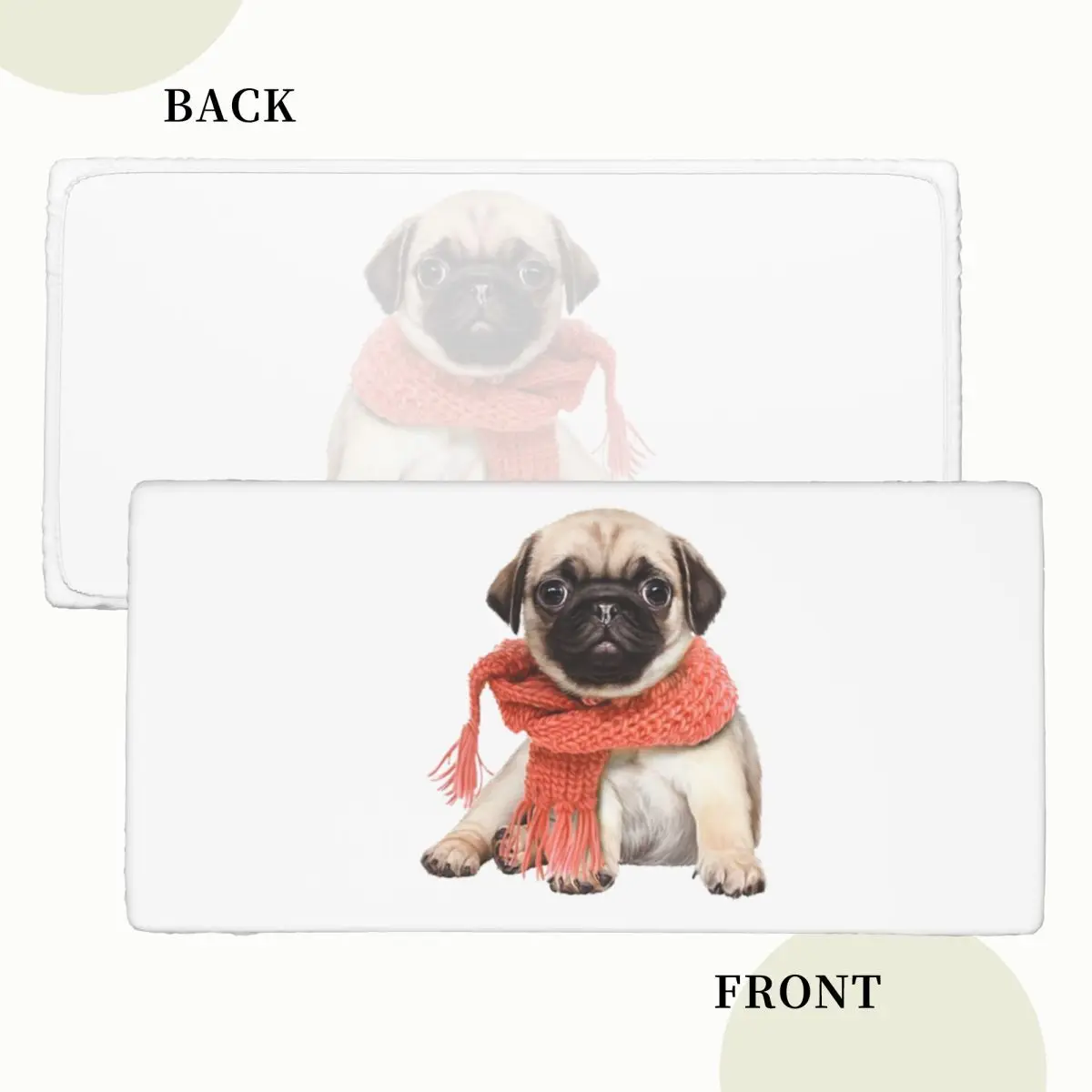 Winter Funny Fawn Pug Funny Dog Lover Custom Rectangular Tablecloth Oilproof Table Cover for Dining Events Table Cloth