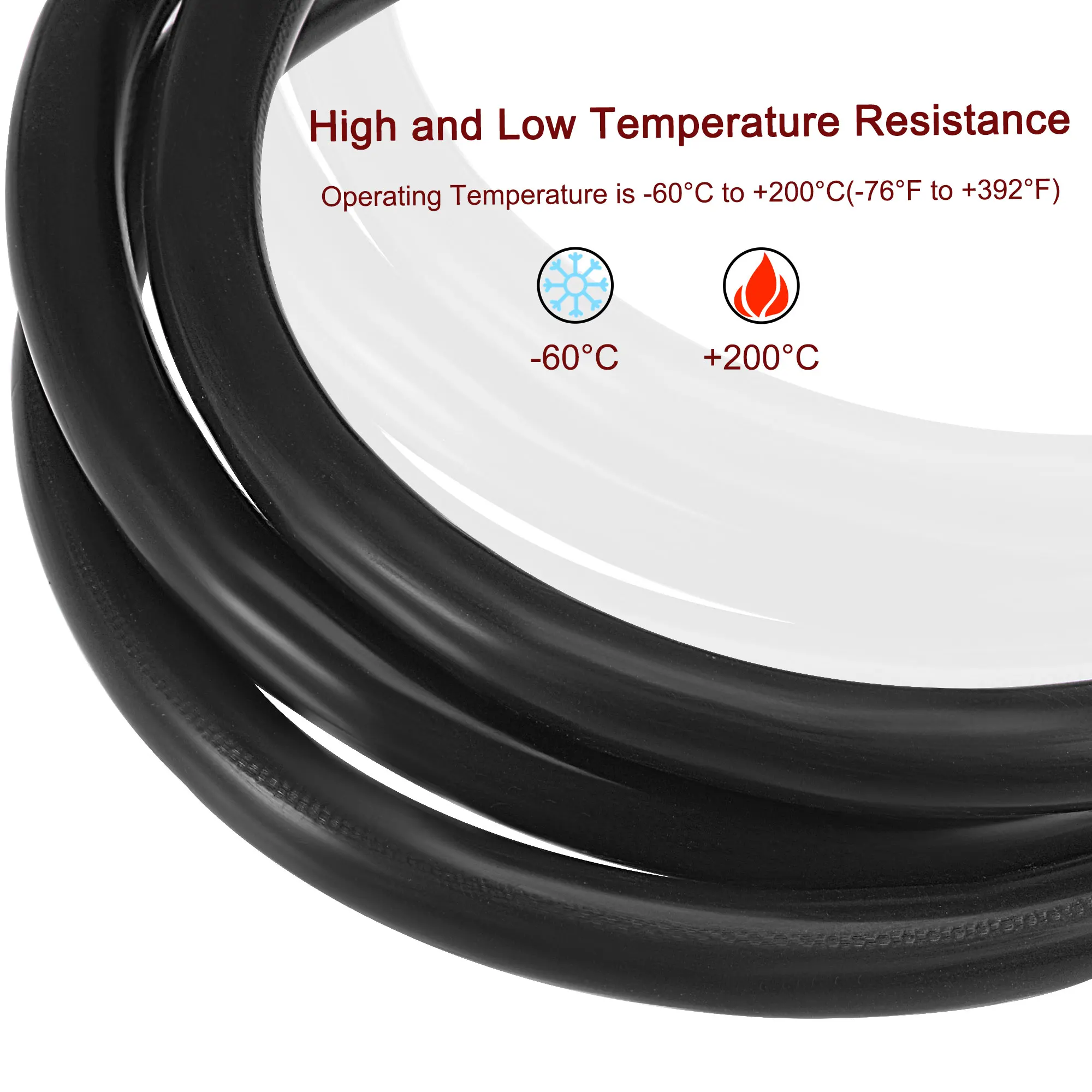 uxcell Vacuum Silicone Tubing Hose 1/8" ID 1/8" Wall Thick 3.3ft Black High Temperature for Engine