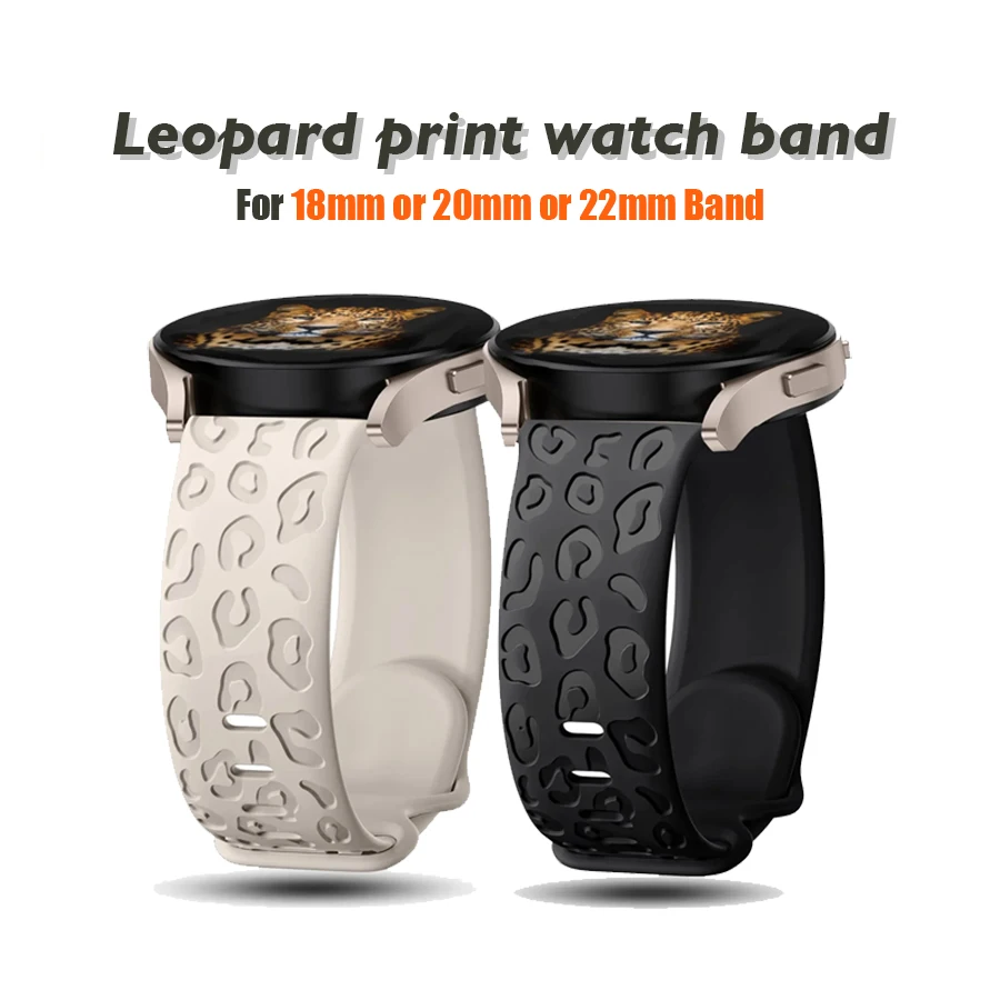 18mm 20mm 22mm Leopard Bracelet for Garmin Venu 3S Band Venu 2S Correa Active 5 Bands Garmin Forerunner 265 Band 265S 255S 255