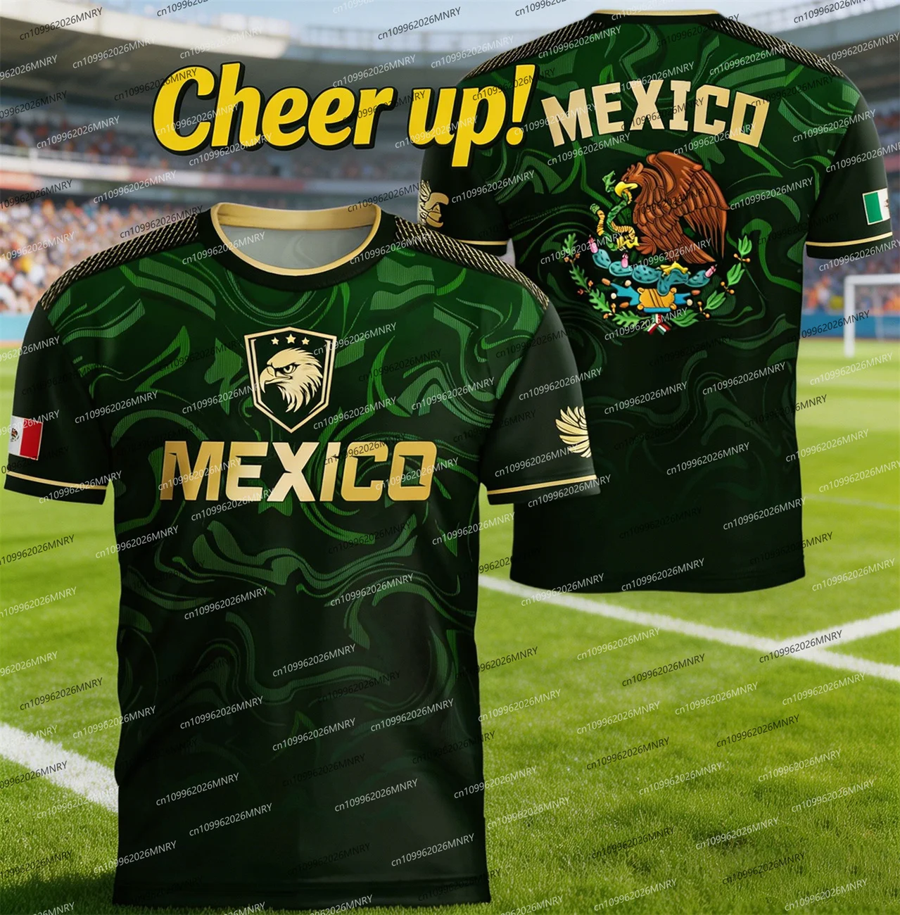 Mexico National Flag Print T Shirt For Men Funny 3D Eagle Pattern Man Short Sleeve Outdoor Football Sports Clothing Casual Tops