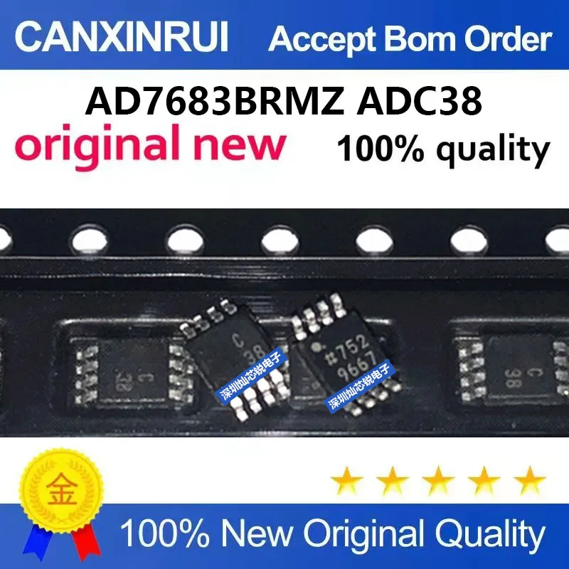 (5-100pieces)Brand new original AD7683BRMZ, silk-screened ADC38, SMD MSOP8 serial analog-to-digital converter chip