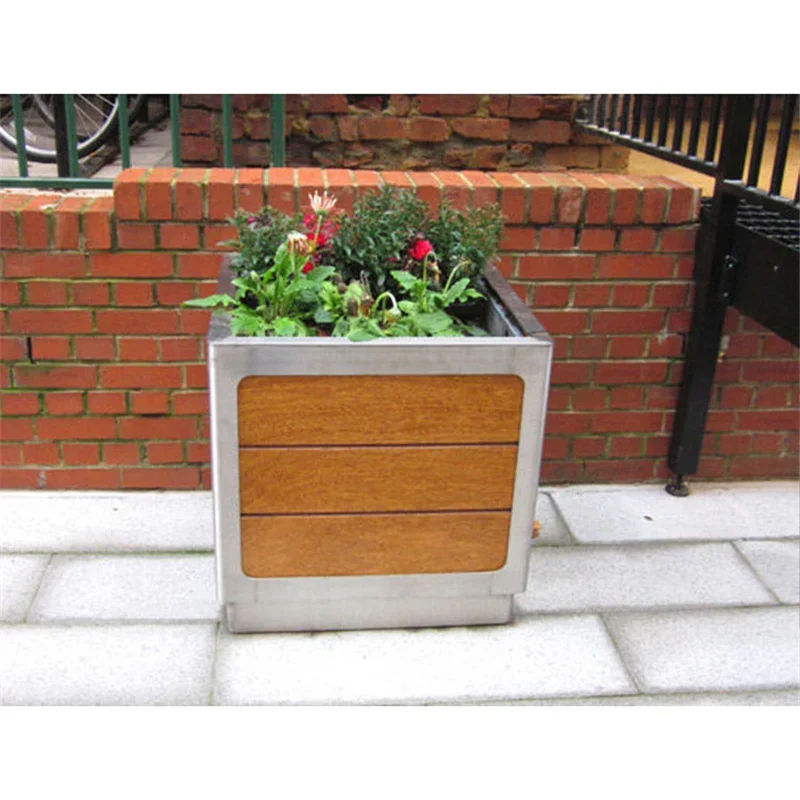 outdoor patio large size wooden planter container garden park modern plant container box outside street decorative flower pots