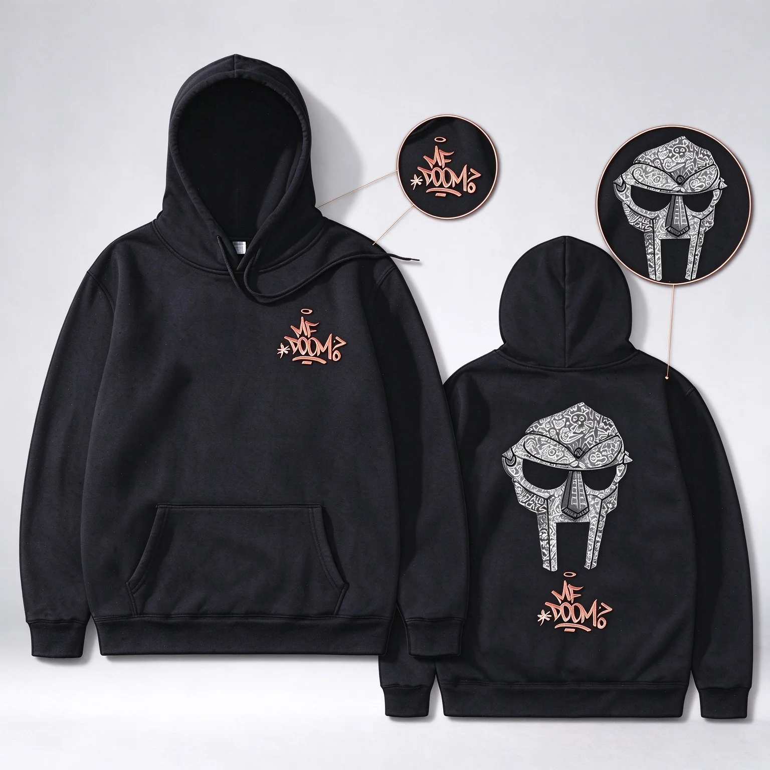 Rapper Mf Doom Madvillain Metal Mask Face Double Sided Print Hoodie Male Oversized Pullover Men's Hip Hop Rap Vintage Hoodies
