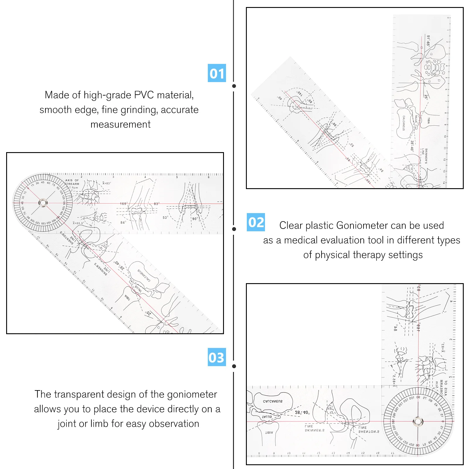 3 Pcs Goniometer Digital Protractor Angle Degree Inclinometer Angles Fake Square Shoulder Ruler