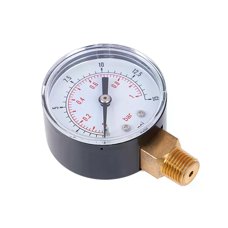 

1Pcs Low pressure gauge for fuel air oil gas water 50mm 0-15 PSI 0-1 bar 1/4 BSPT