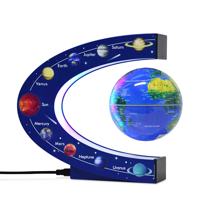 3 Inch Floating Magnetic Levitation Planetary Globe Novelty Light LED World Map Electronic Antigravity Lamp Home Decoration Gift