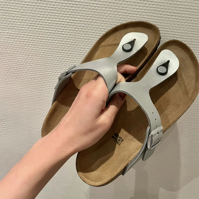 

Men's and women's German-style sandals,Summer fashion flip-flops for outdoor wear with genuine leather and cork soles,Arch Suppo