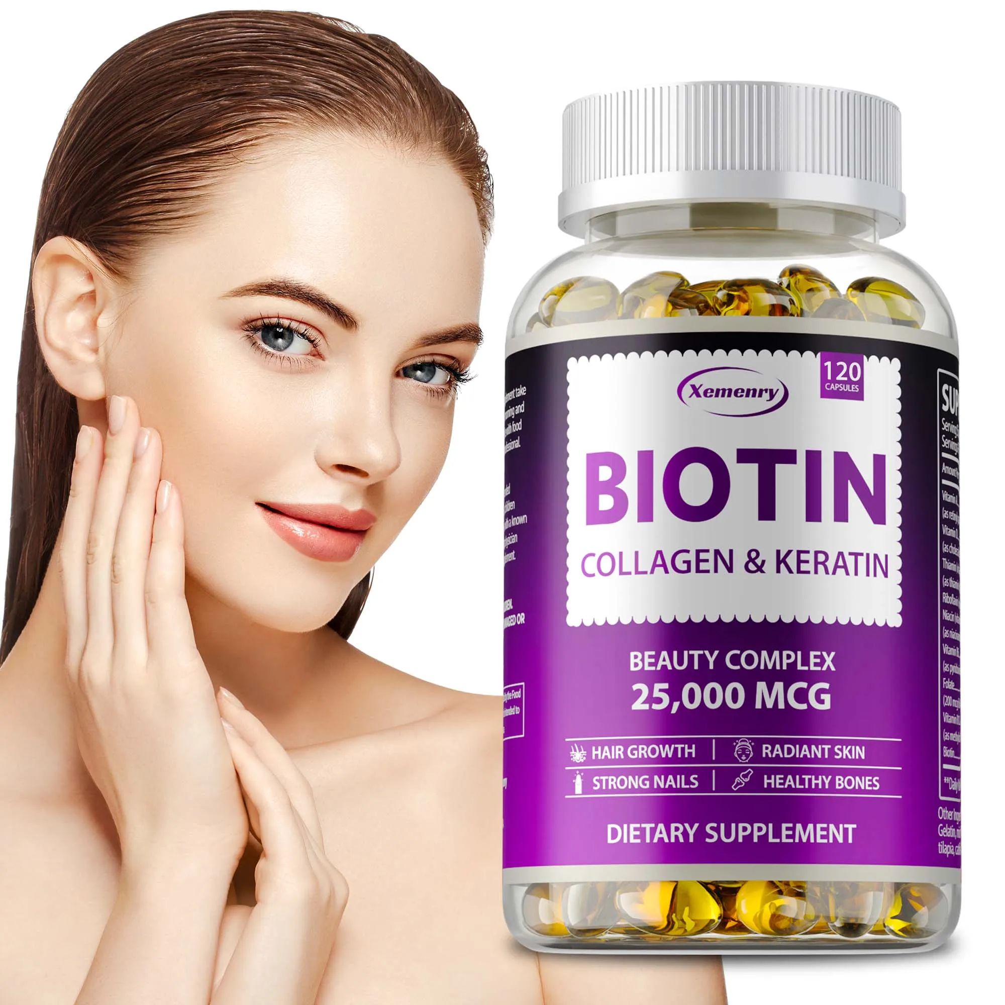 Biotin Collagen and Keratin Supplement - Supports Nails and Hair, Smooth Skin, Joint and Bone Health