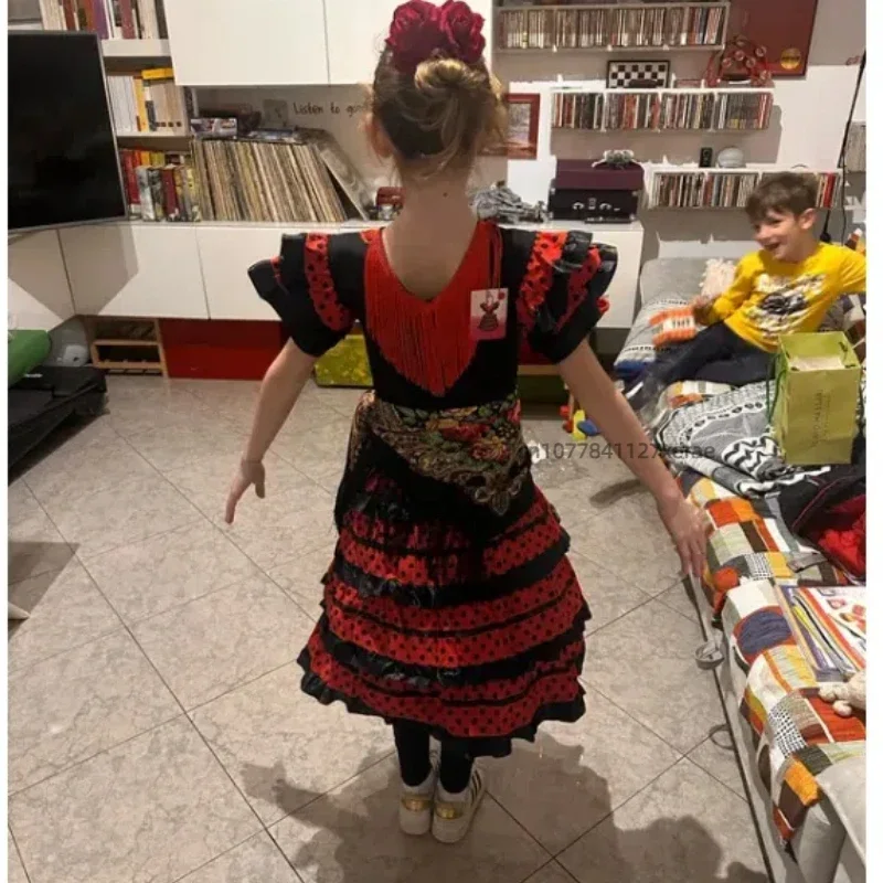 Spanisches Flamenco-Tanzkleid mit Rüschen für Mädchen, Kinder, Festival, Party, Bühnenauftritt, Ballkleid für Reisen – Detail 5