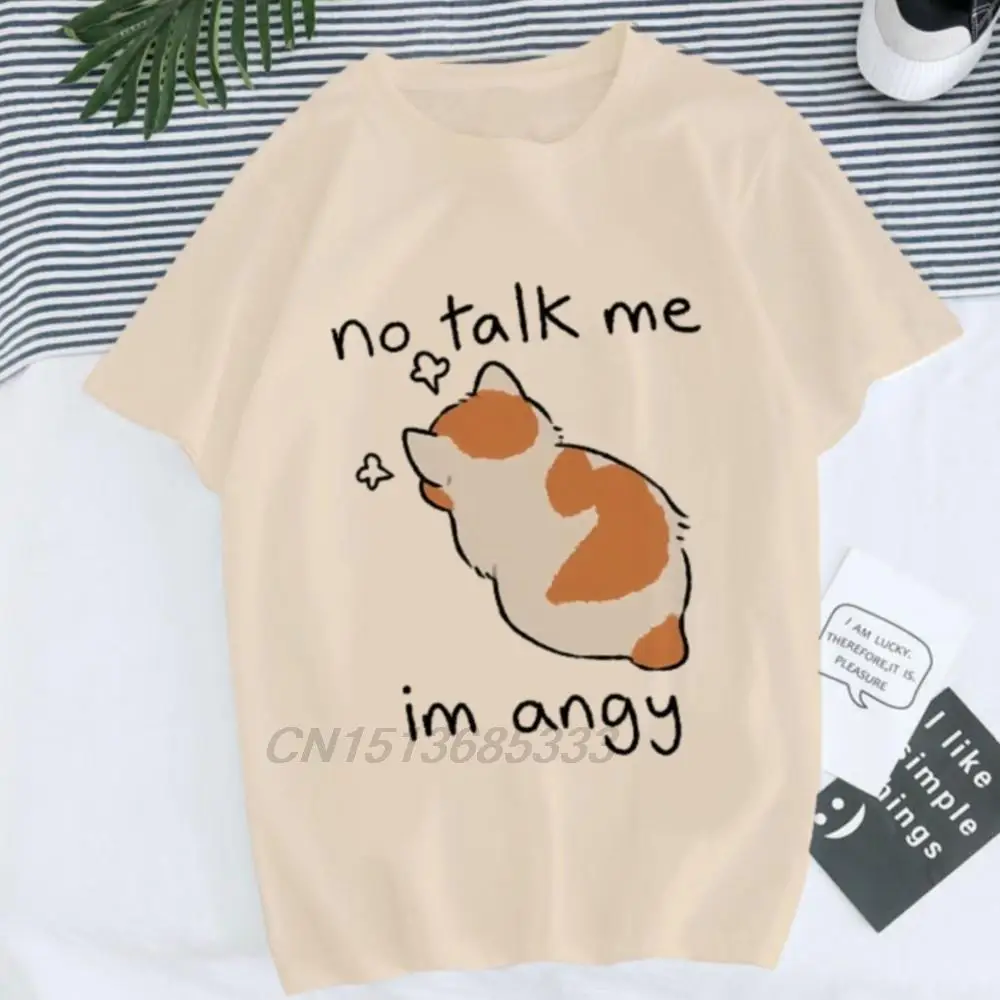 No Talk Me Im Angy Funny Cat Printed Men T-shirts Cool Avocado Skateboarding Graphic Tee Shirt Into The Forest Mushroom Tshirts