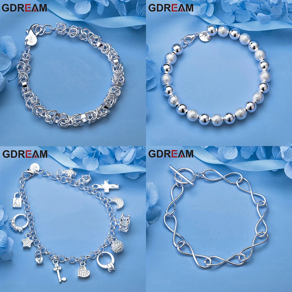 

GDREAM 925 Sterling Silver 8mm Smooth Frosted Round Hollow Ball Bracelet Temperament Creative Women'S Engagement Jewelry