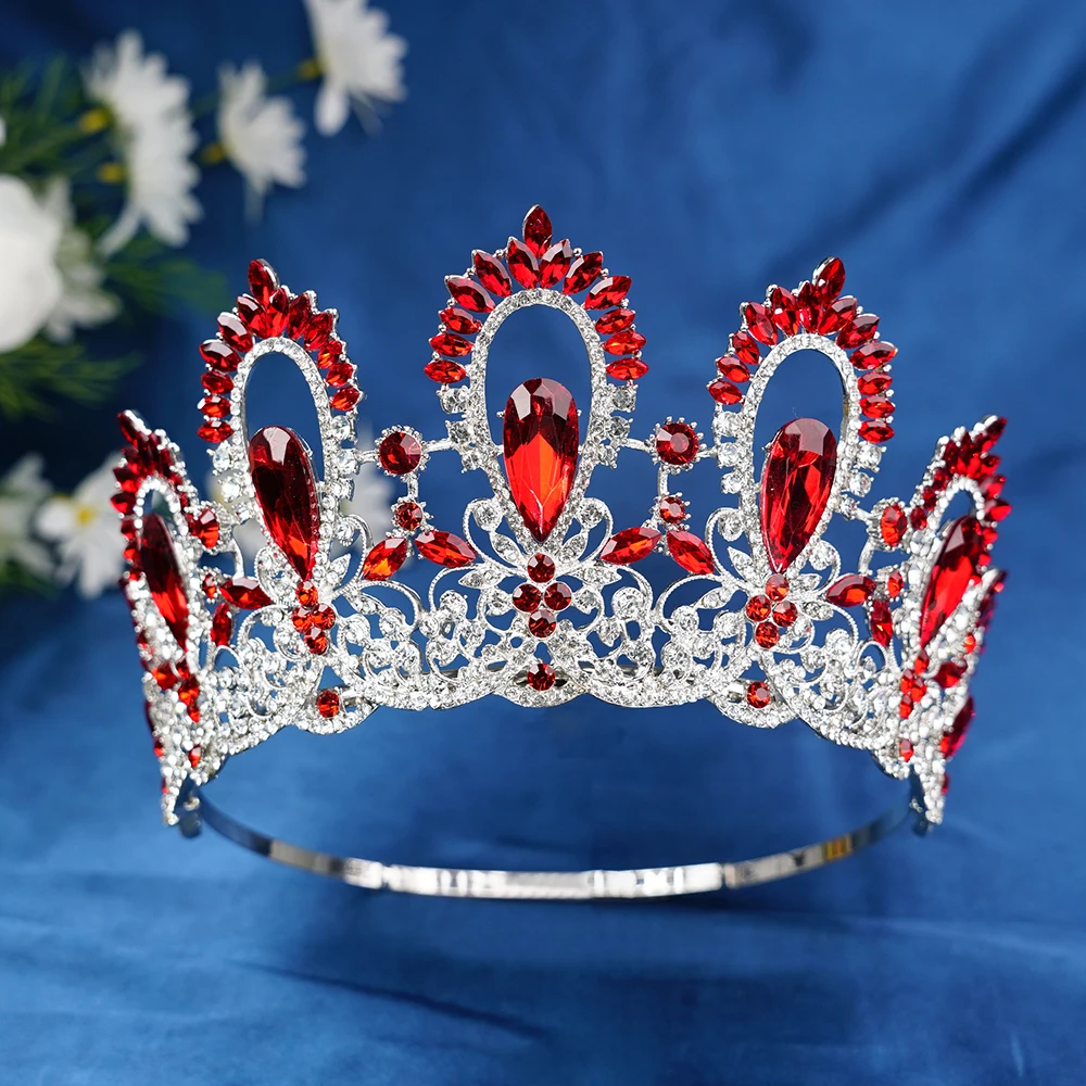 Elegant Baroque Royal Queen Diadem Big Crystal Bridal Crown Princess Tiaras Hight Pageant Large Crown Wedding Brides