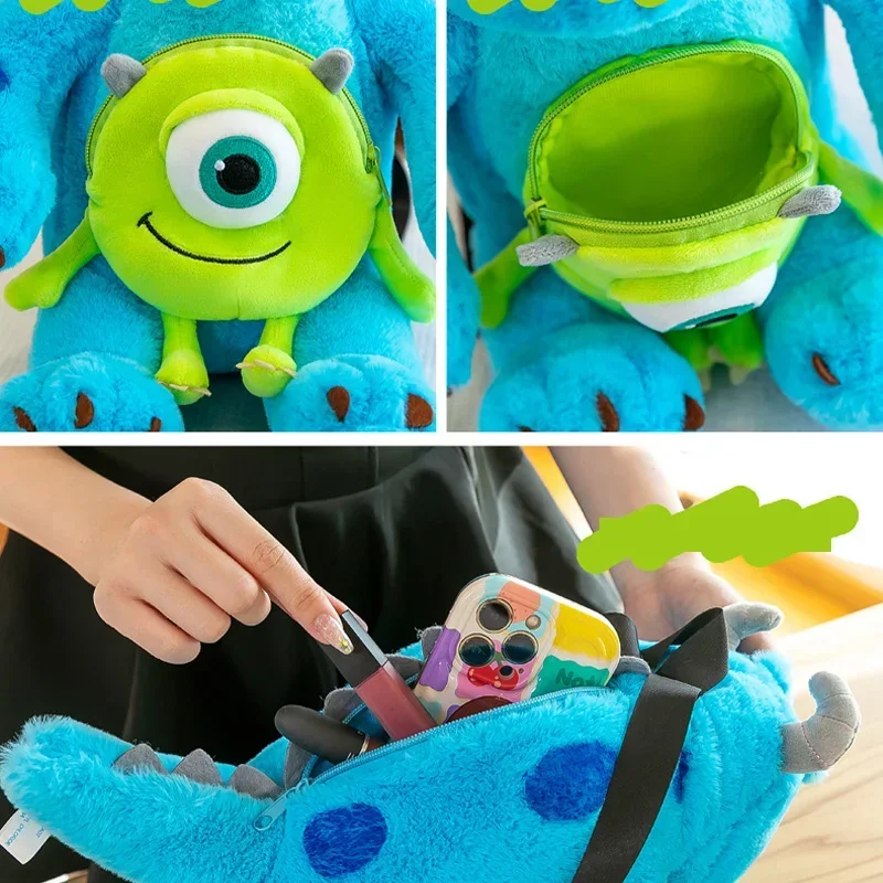 Disney Monsters Inc Plush Backpacks Anime Figure James P. Sullivan Mike Wazowski Cosplay Plush Toy Throw Pillow Backpack Gifts