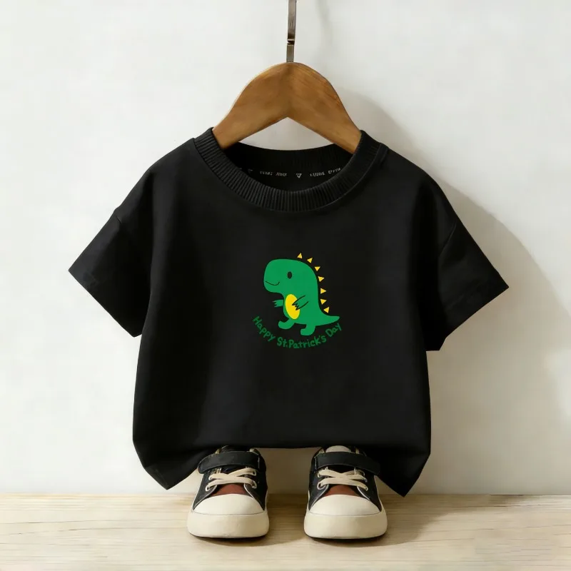 Cartoon Dinosaur Pure Cotton Printed Children's T-shirt Summer New Personalized Parent-child Outfit Loose Casual T-shirt