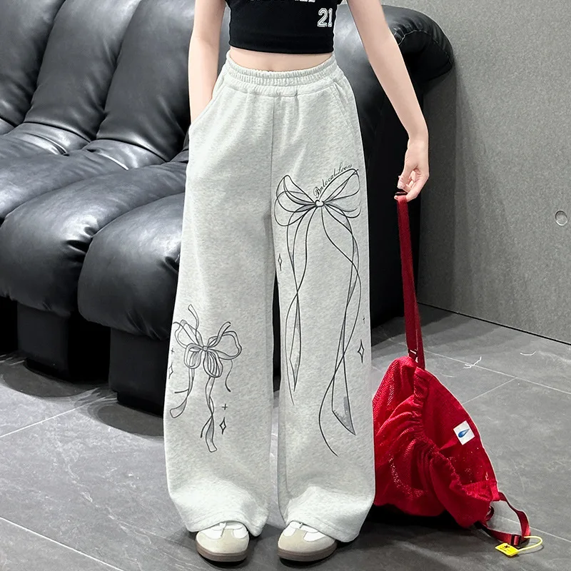 

Girls Casual Trousers Summer Big Kids Fashion Streetwear Butterfly Knot Design Sports Pants Children's Wear Comfortable Fit