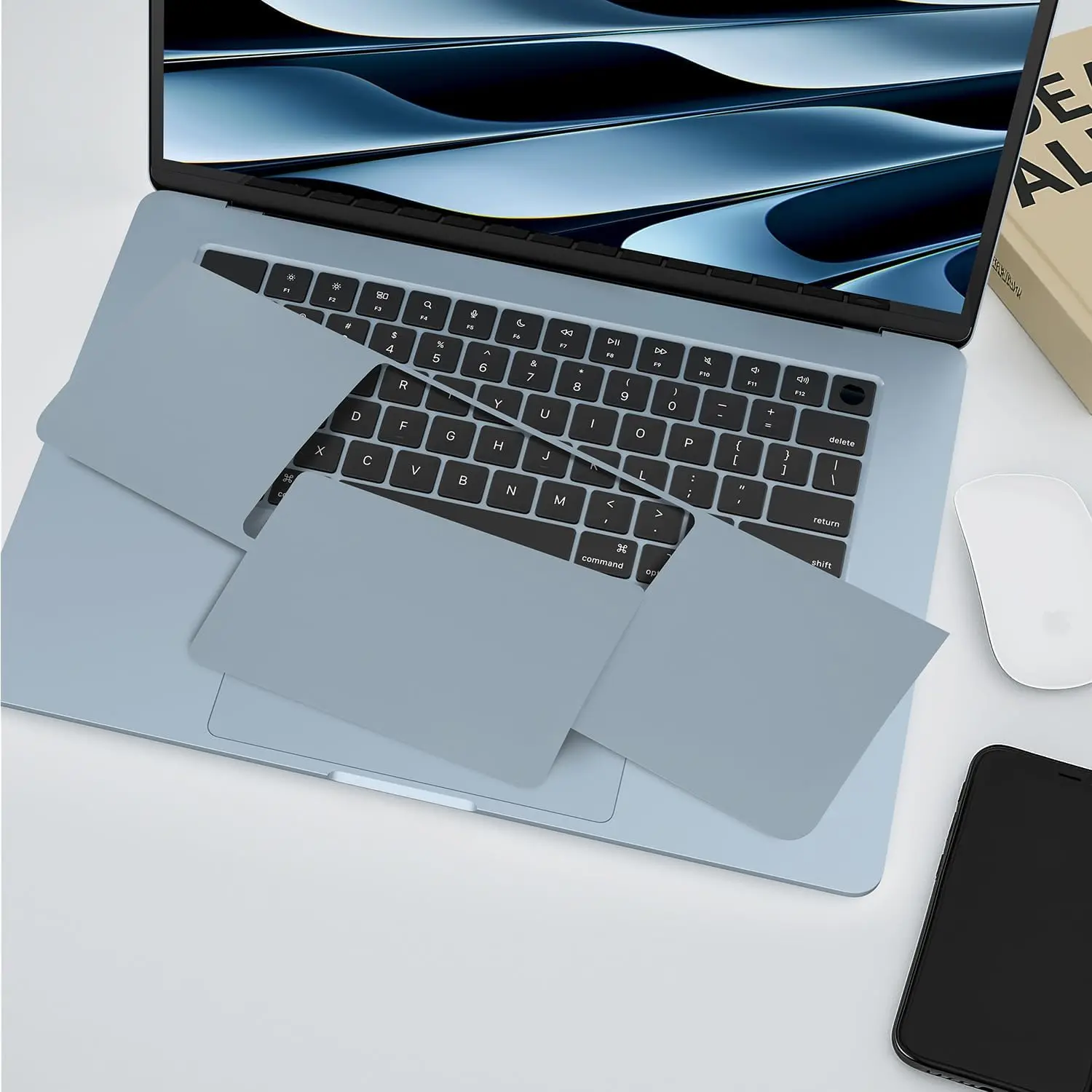 Naklejka ochronna na touchpad i podkładkę pod nadgarstki do MacBook Air 13.6 A3449 M5 AIR 15' A3448 2026 M2 M3 M4, winylowa folia ochronna na laptopa. — zdjęcie produktu 5