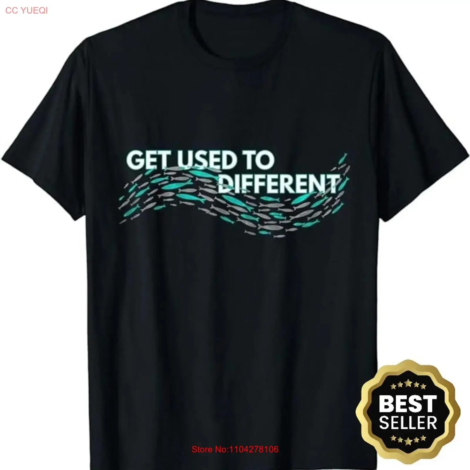 Get Used to Different Fish Against Current Adult Cotton Black T Shirt long or short sleeves vintage Washed Comfortable Stylish