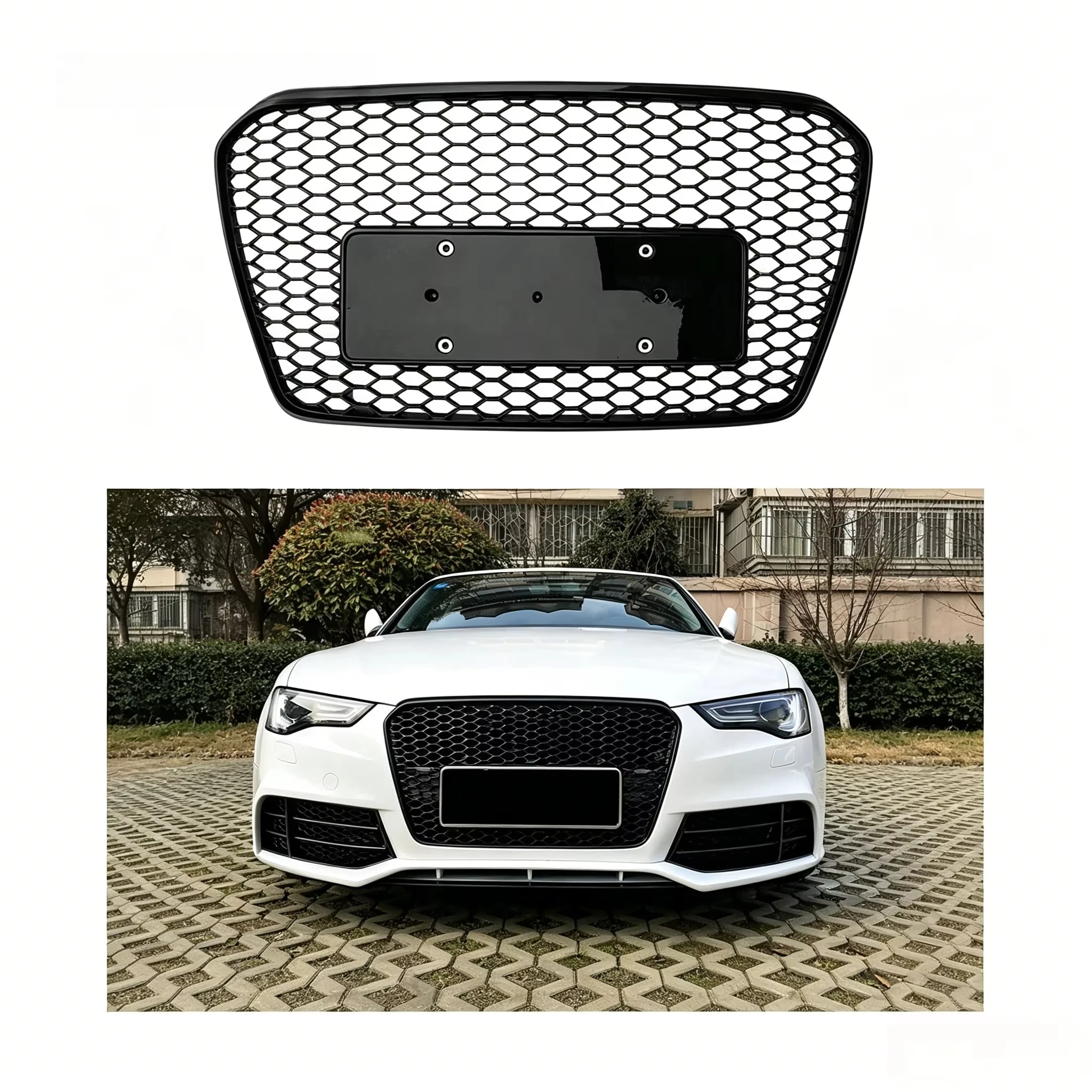 Dropshipping for audis A5 S5 2012-2016 RS5 Style Black Honeycomb Front Grille Auto Replacement Bumper Grill Upgrade Parts