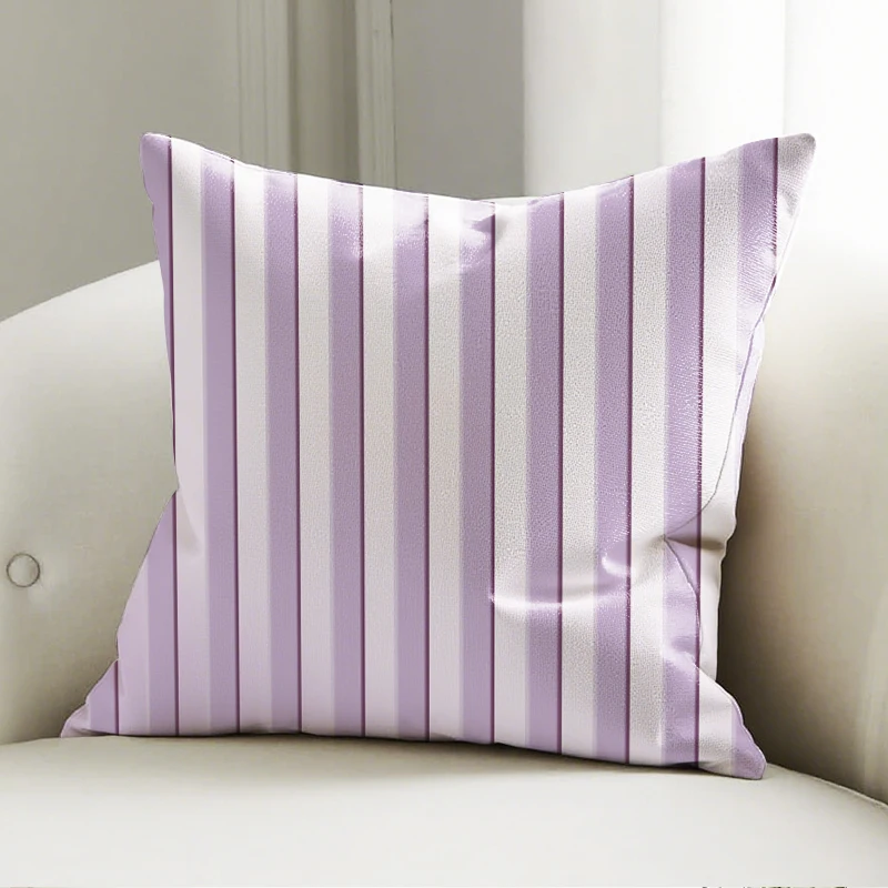 

Lavender Striped Pillow Cover, Gentle Vertical Stripe Cushion Case, Sofa Bedroom Home Decor Accent Pillow