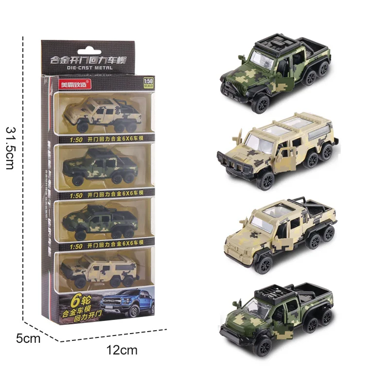 New alloy pull back military style off-road vehicle models,simulated pickup truck car toys,original packaging gift toy,wholesale