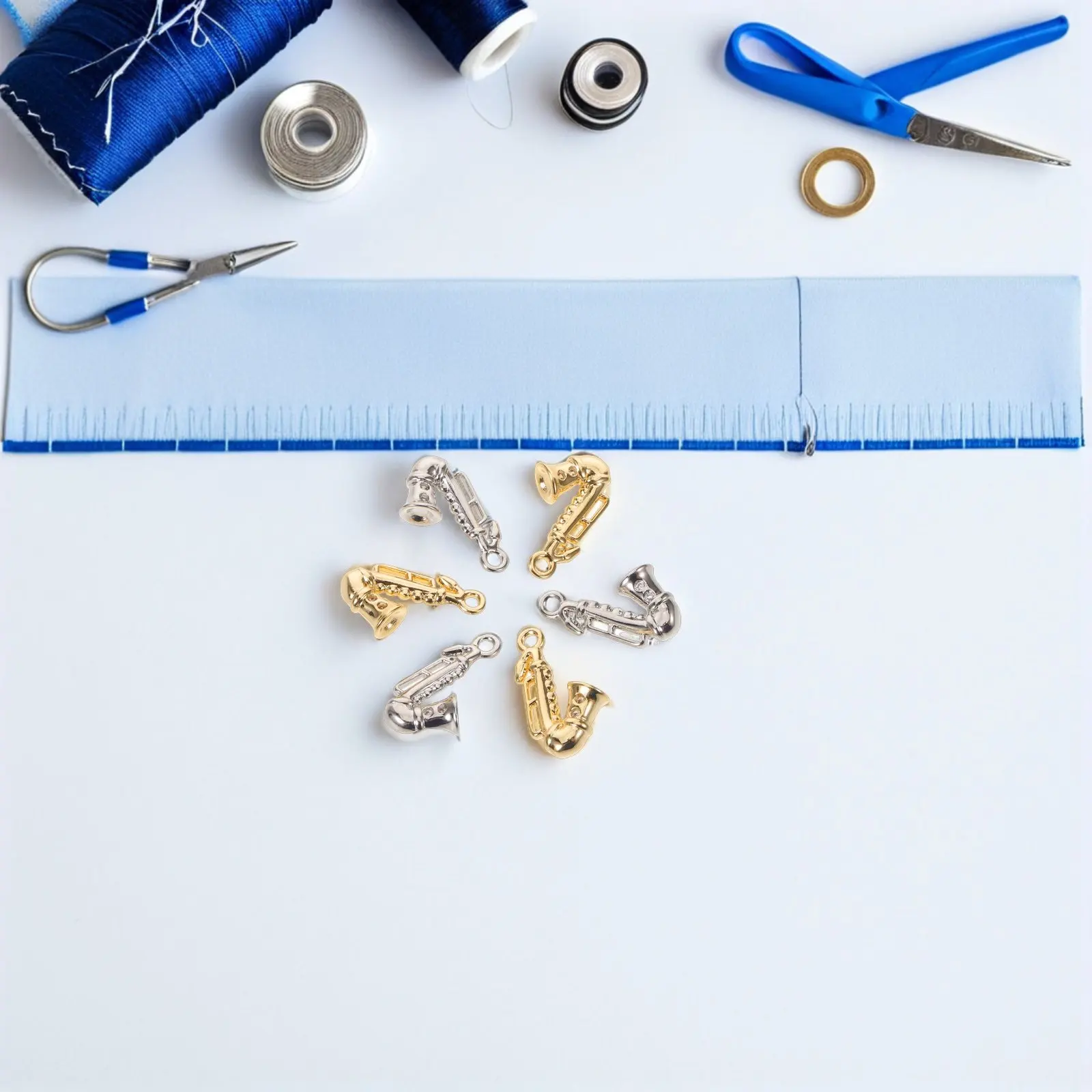 

6Pcs Saxophone Pendant Charm Metal Music Instrument Accessories DIY Jewelry Making for Necklaces Bracelets Keychains