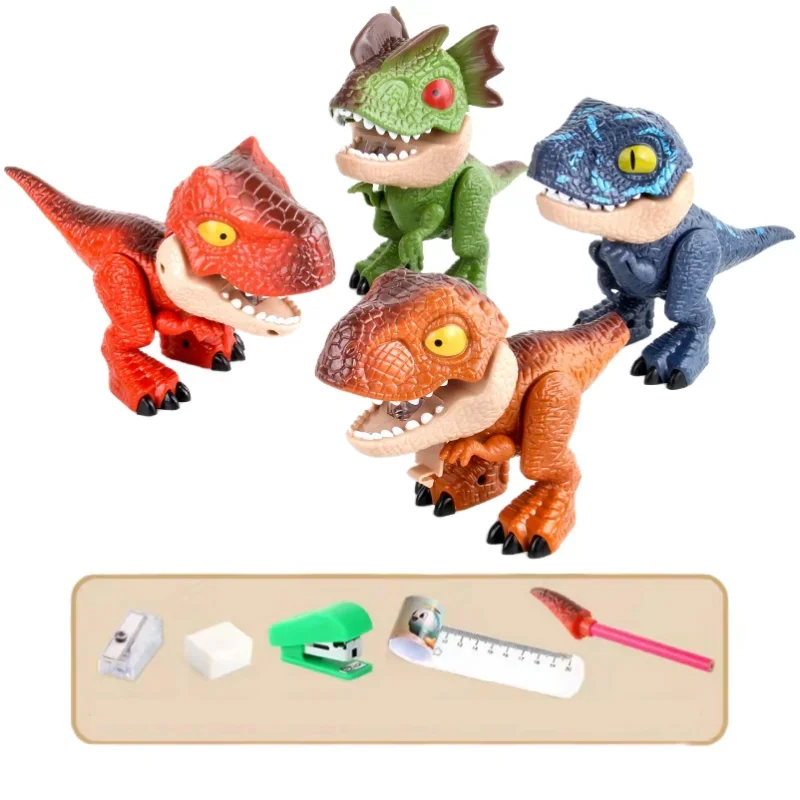 

Dinosaur Model Toy with Stationery Five-in-One Set Boys and Girls Creative Early Education Animals Toys Set Jurassic World Toys